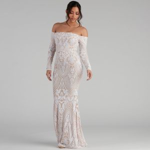 Sierra Sequin Off The Shoulder Formal Dress - Image 4