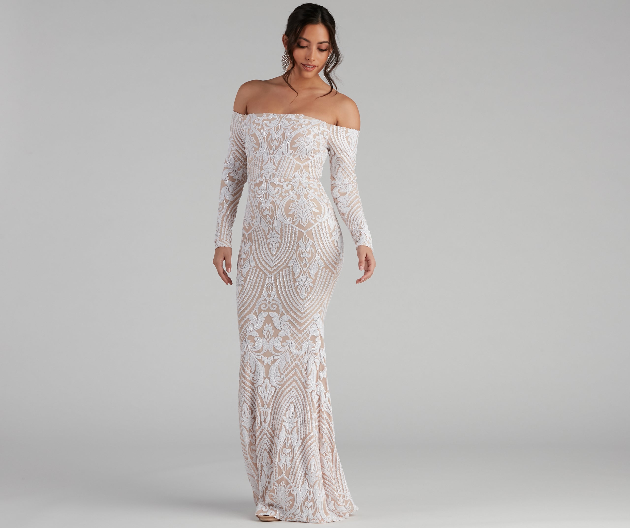 Sierra Sequin Off The Shoulder Formal Dress - Image 4