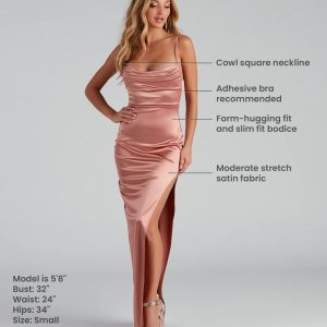 Lola High Slit Satin Dress - Image 18