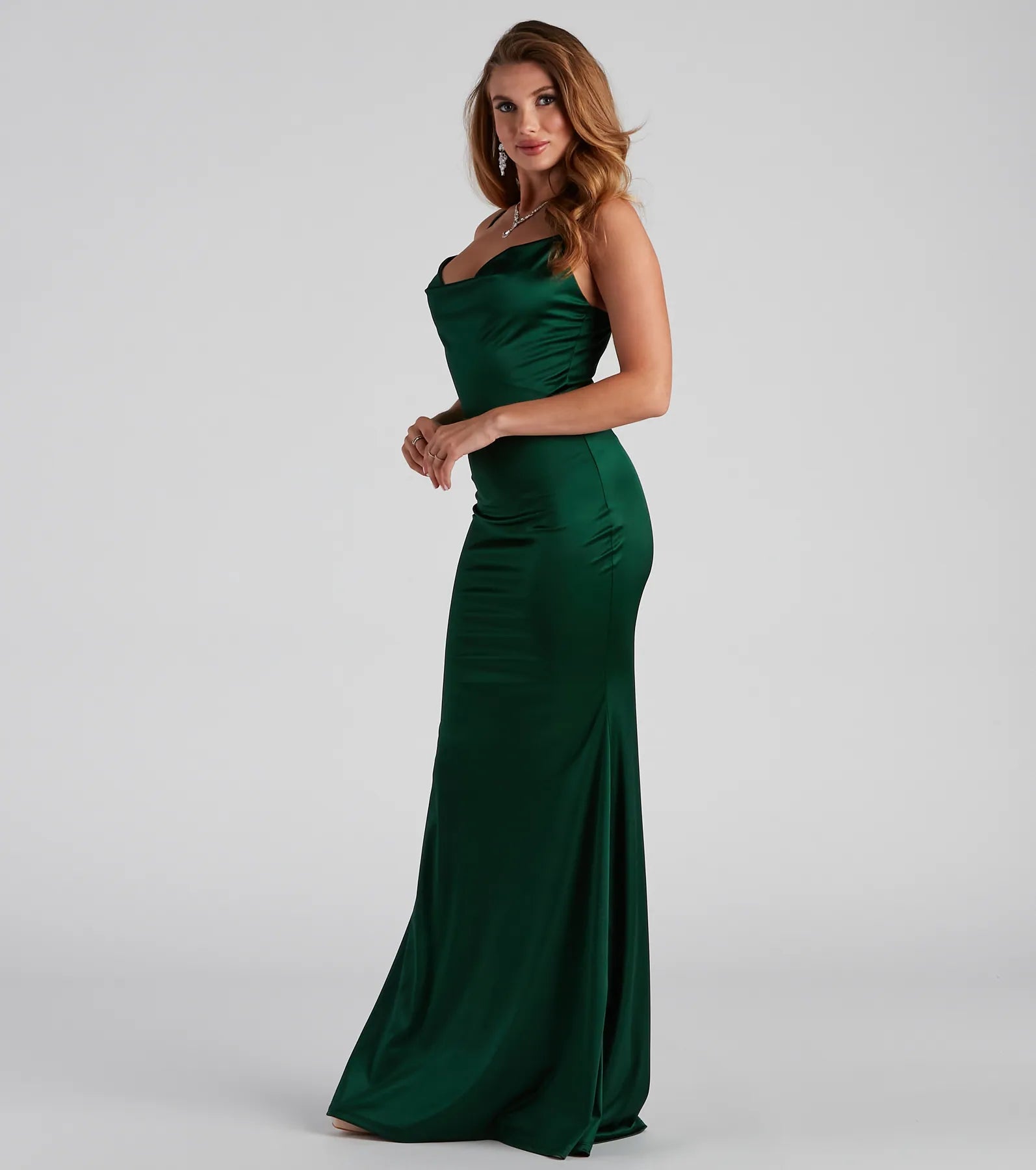 Nala Cowl Neck Satin Dress - Image 3
