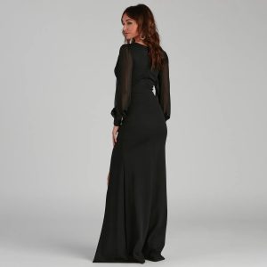 Veronica Front Slit Crepe Formal Dress - Image 2