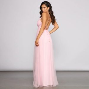 Saylor Formal Double Slit Tulle Dress - Image 2