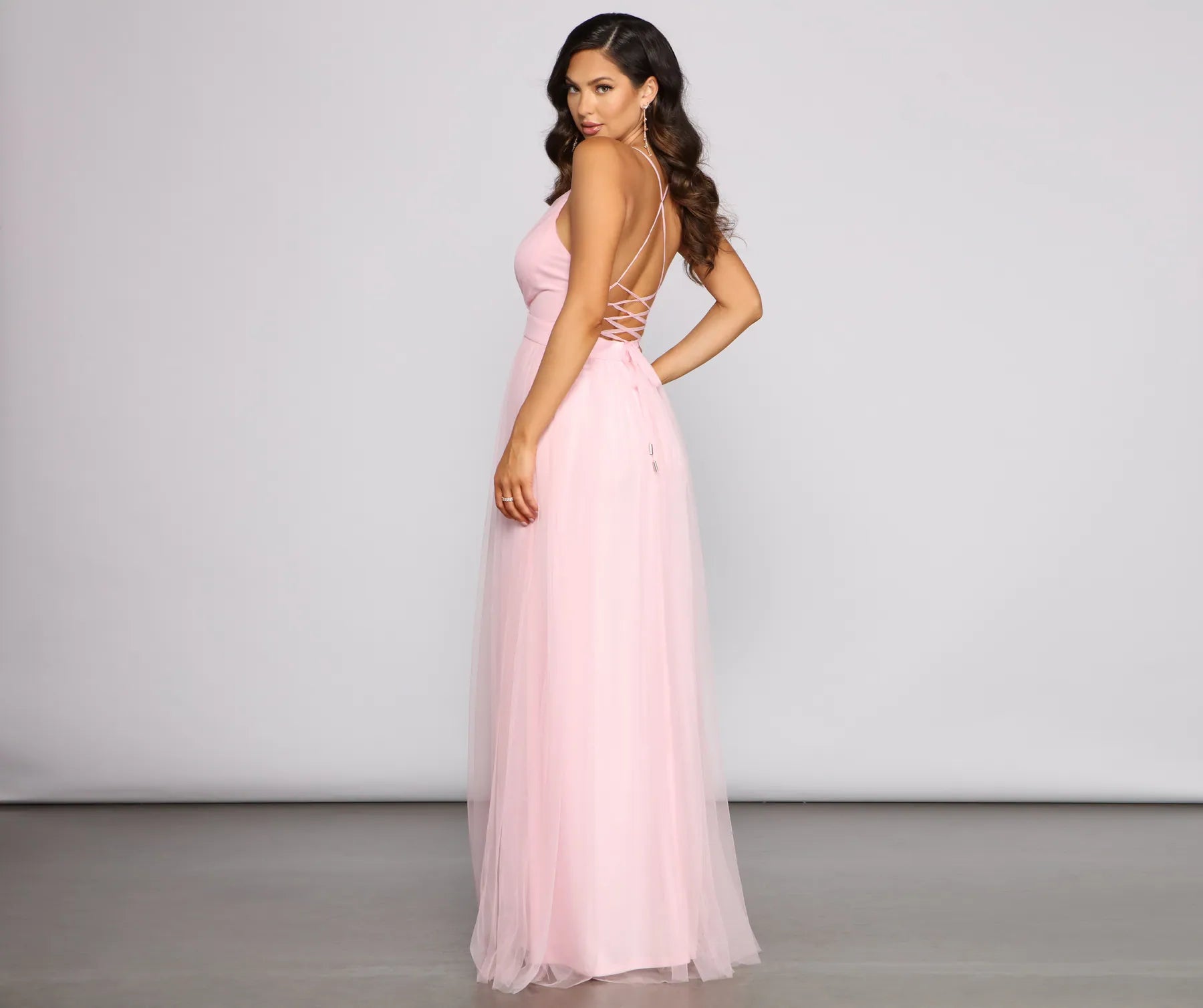 Saylor Formal Double Slit Tulle Dress - Image 2