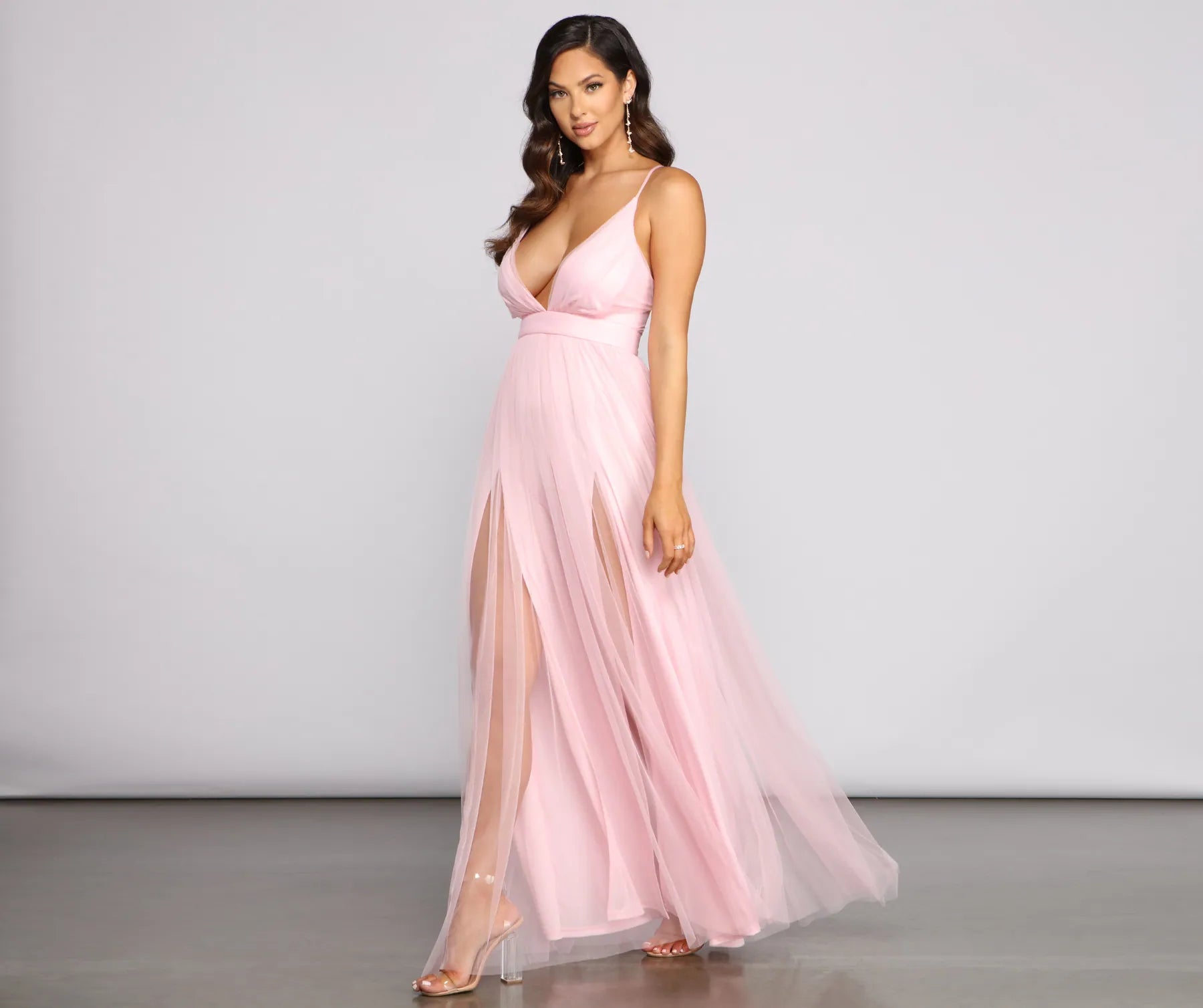 Saylor Formal Double Slit Tulle Dress - Image 3