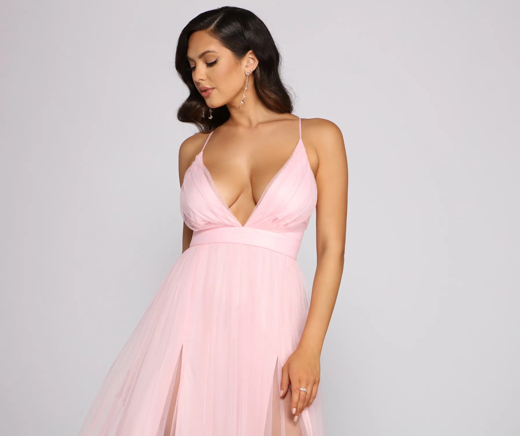 Saylor Formal Double Slit Tulle Dress - Image 4