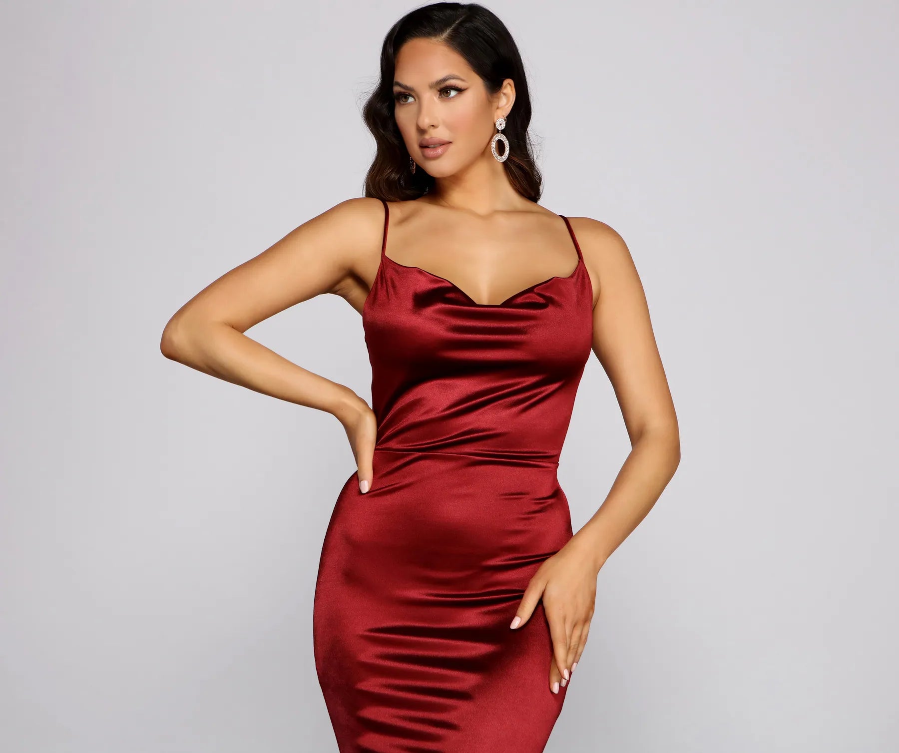 Nala Cowl Neck Satin Dress - Image 7