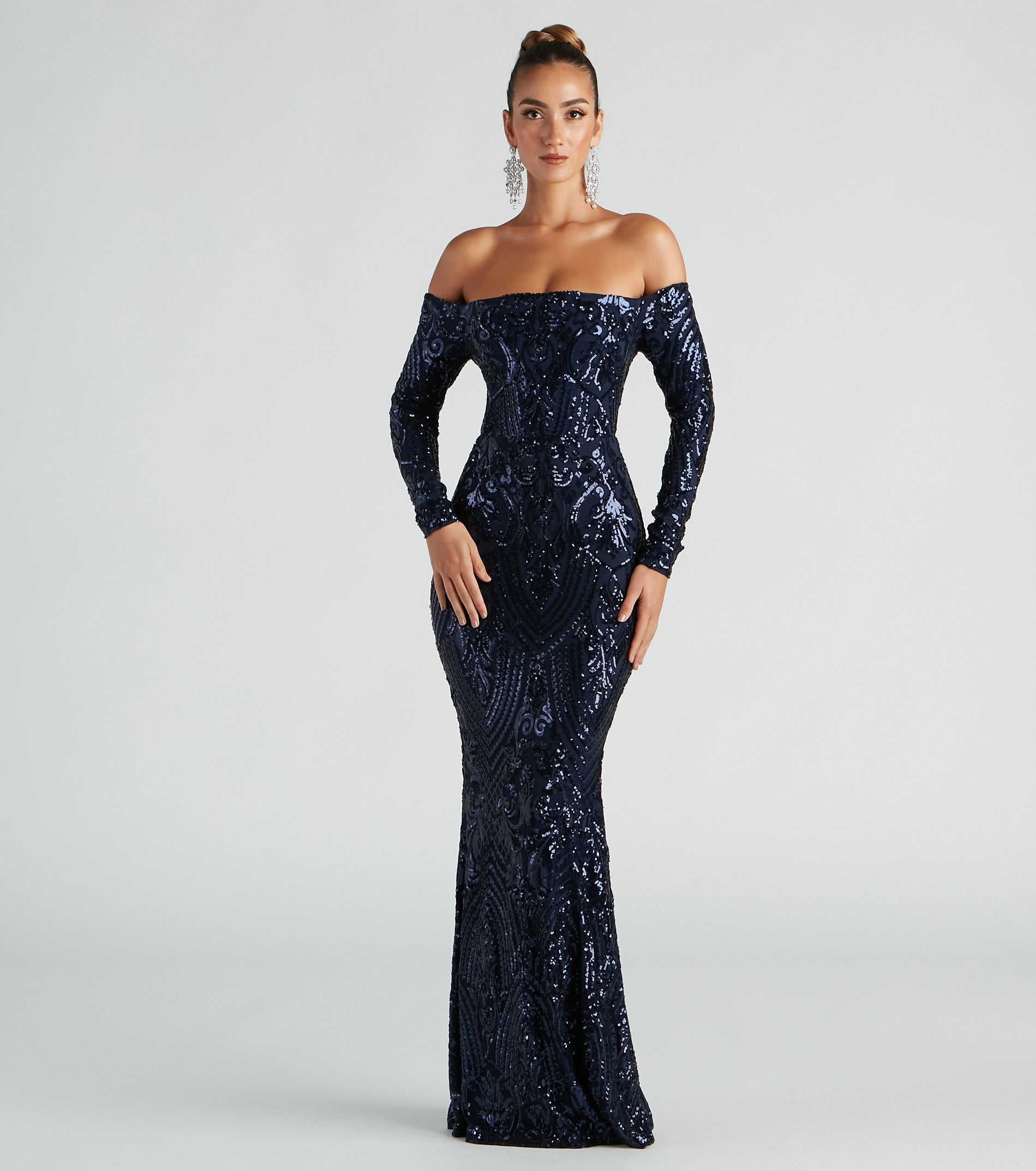 Sierra Sequin Off The Shoulder Formal Dress - Image 13