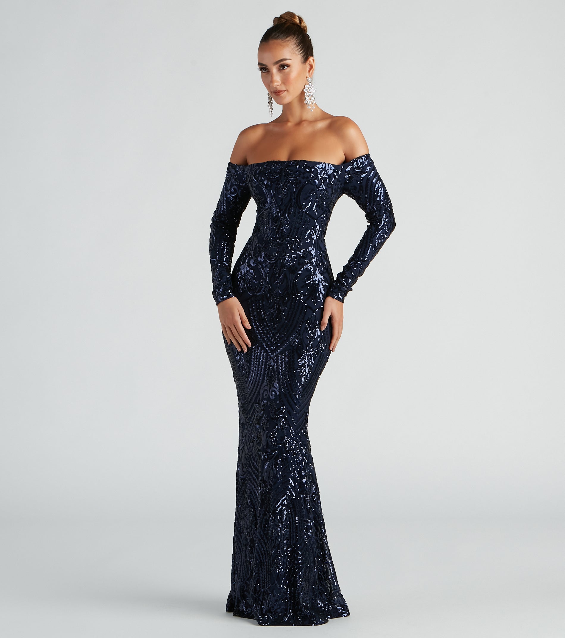 Sierra Sequin Off The Shoulder Formal Dress - Image 14