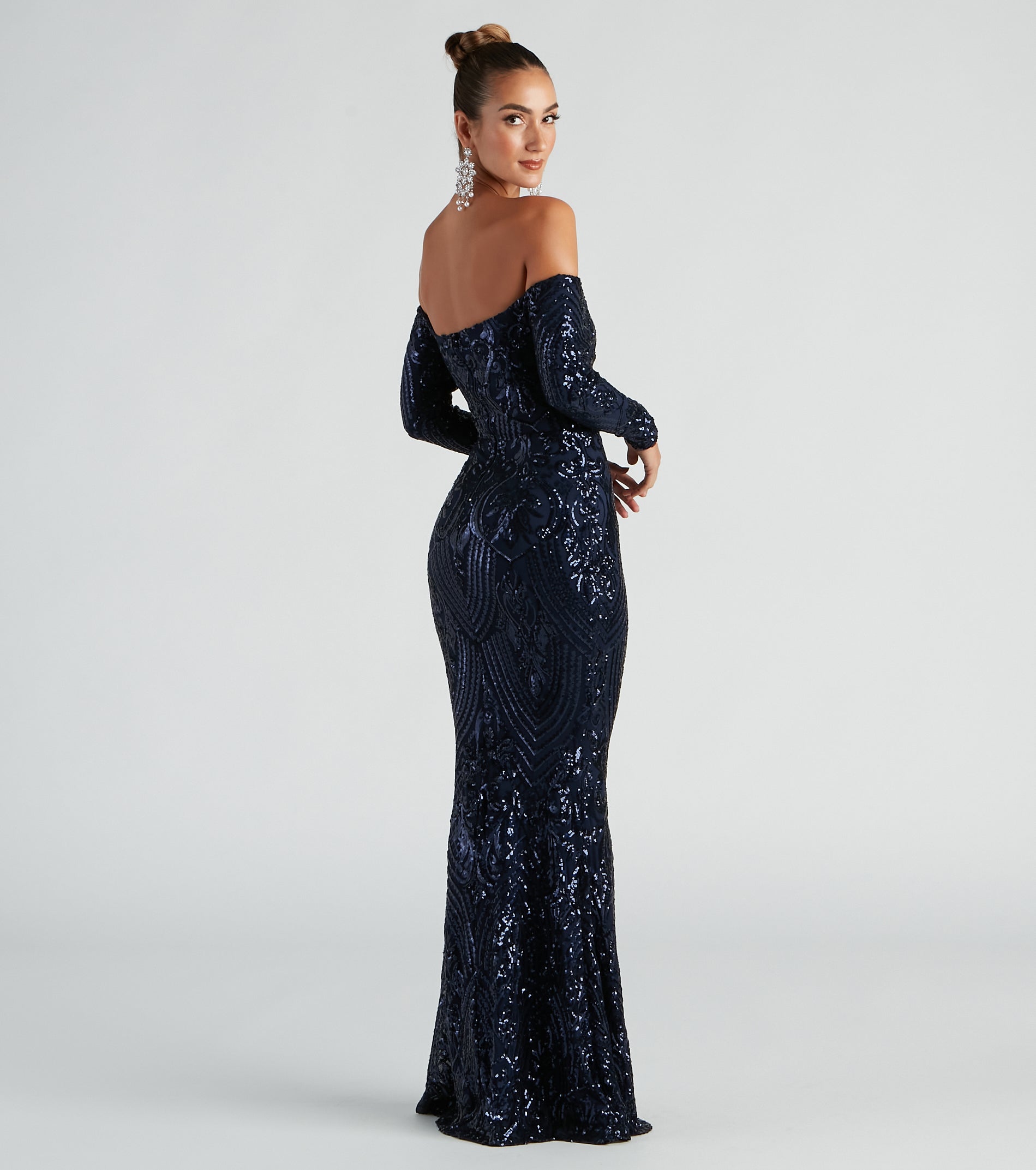 Sierra Sequin Off The Shoulder Formal Dress - Image 15