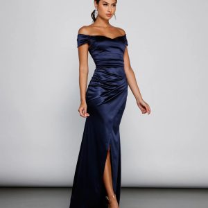 Valencia Formal Off-The-Shoulder Wrap Dress - Image 9