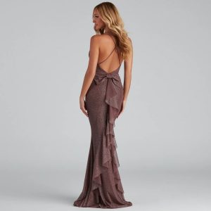 Linda Formal Glitter Ruffled Dress - Image 5