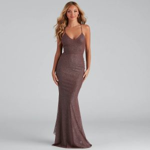 Linda Formal Glitter Ruffled Dress - Image 6