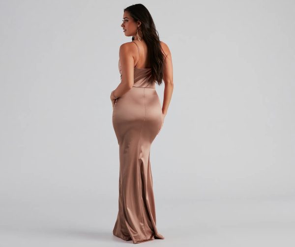 Nala Cowl Neck Satin Dress