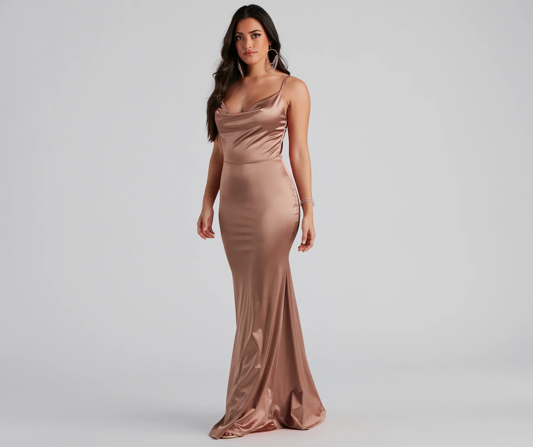 Nala Cowl Neck Satin Dress - Image 11