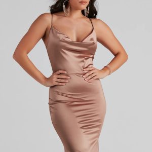 Nala Cowl Neck Satin Dress - Image 12