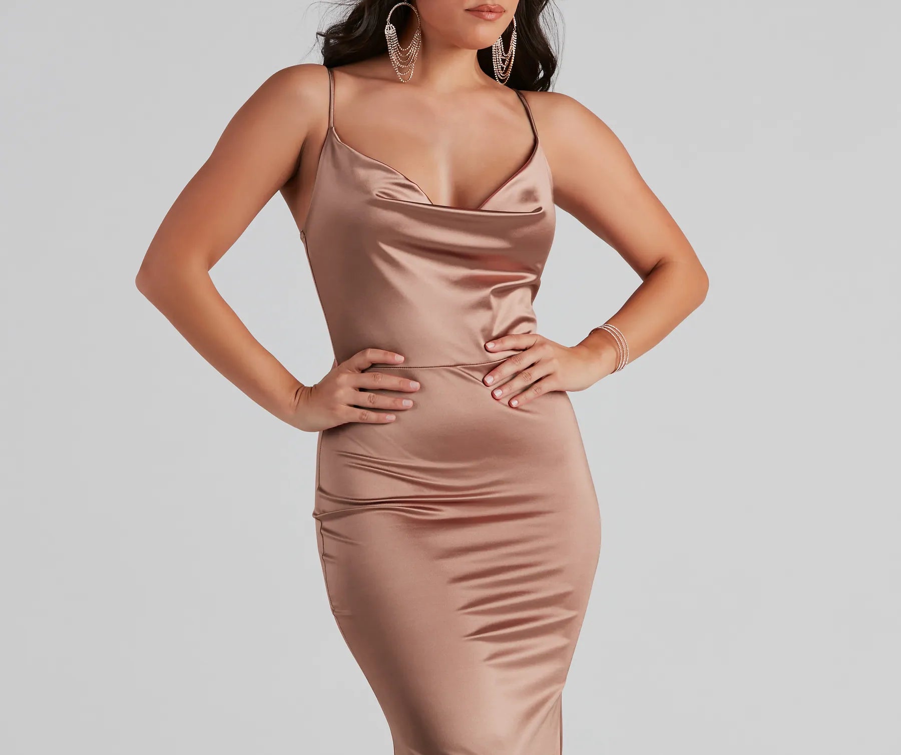 Nala Cowl Neck Satin Dress - Image 12