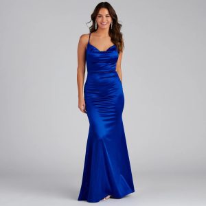 Nala Cowl Neck Satin Dress - Image 13