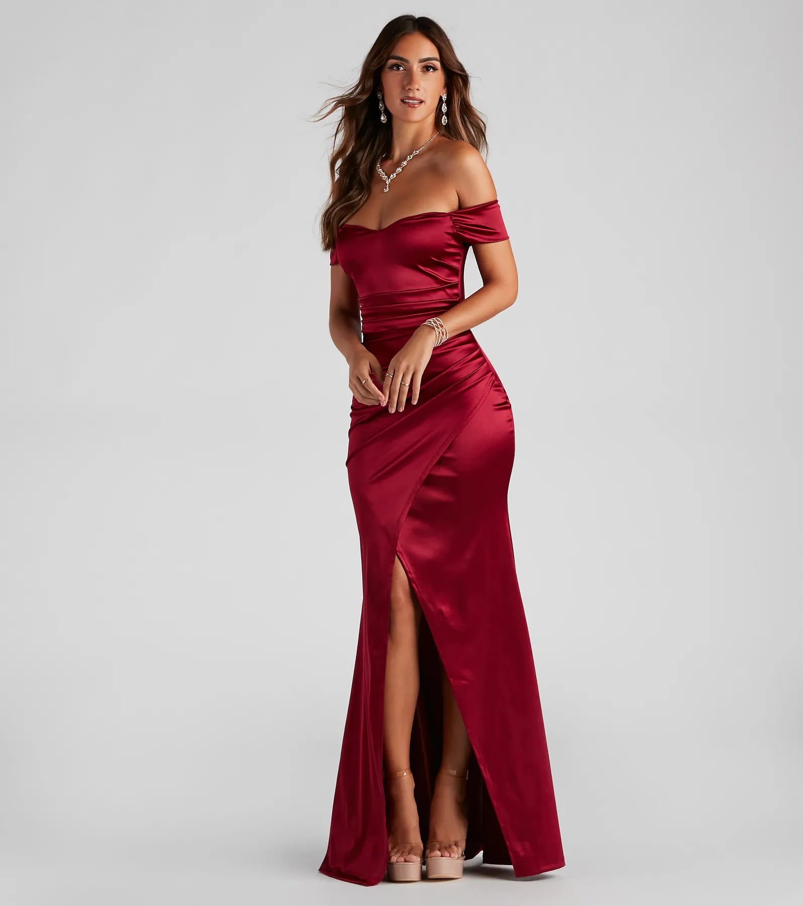 Valencia Formal Off-The-Shoulder Wrap Dress - Image 13