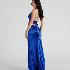 Sam Formal Satin Open Back Dress - Image 6