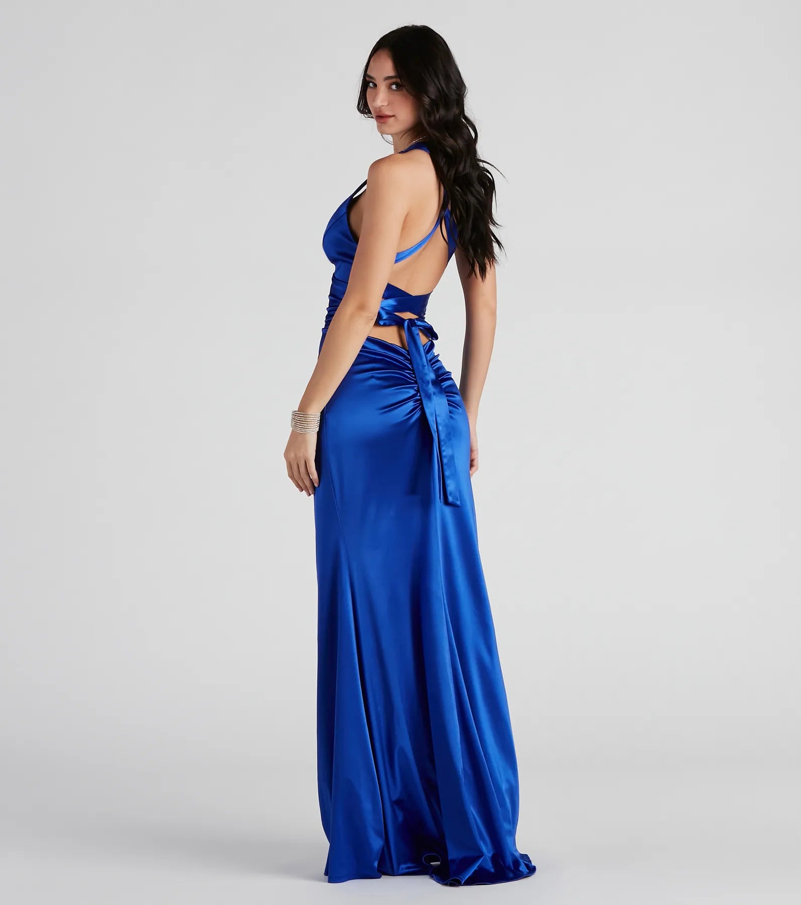 Sam Formal Satin Open Back Dress - Image 6