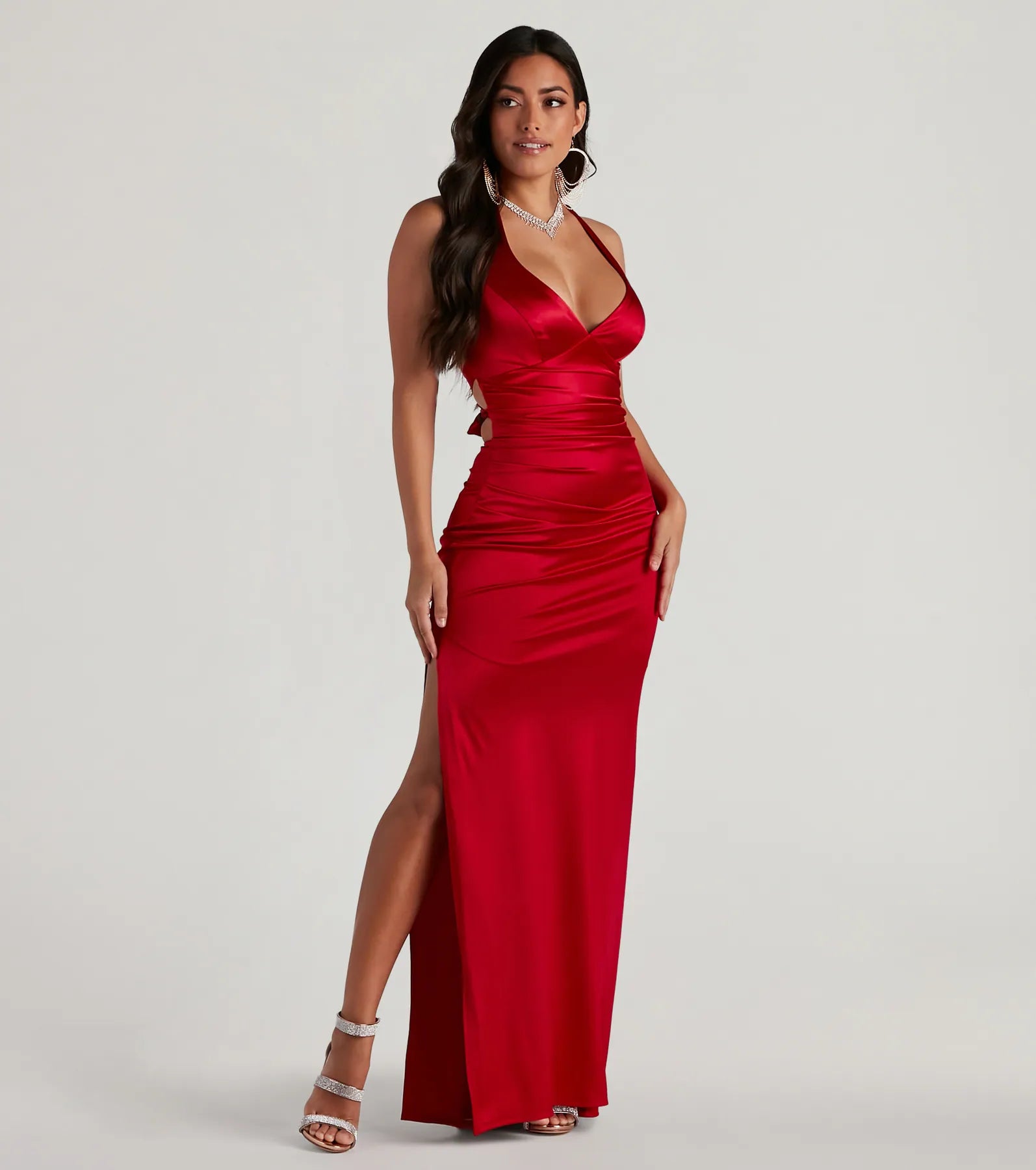 Sam Formal Satin Open Back Dress - Image 1