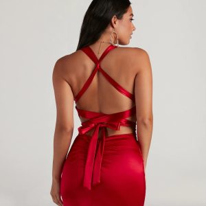 Sam Formal Satin Open Back Dress - Image 3