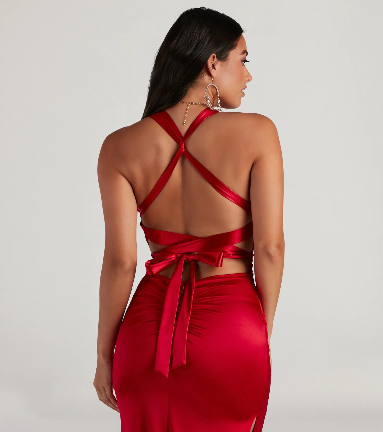 Sam Formal Satin Open Back Dress - Image 3