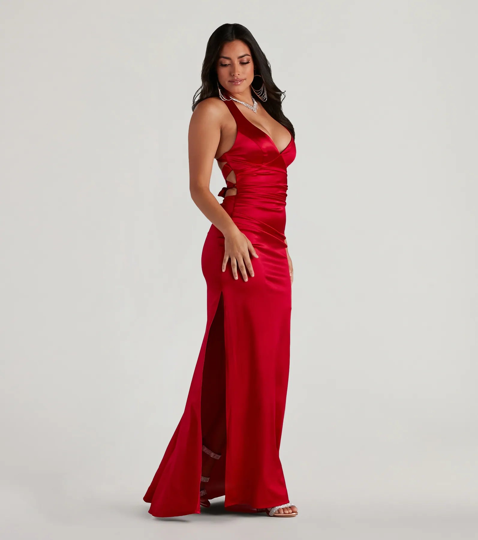 Sam Formal Satin Open Back Dress - Image 4