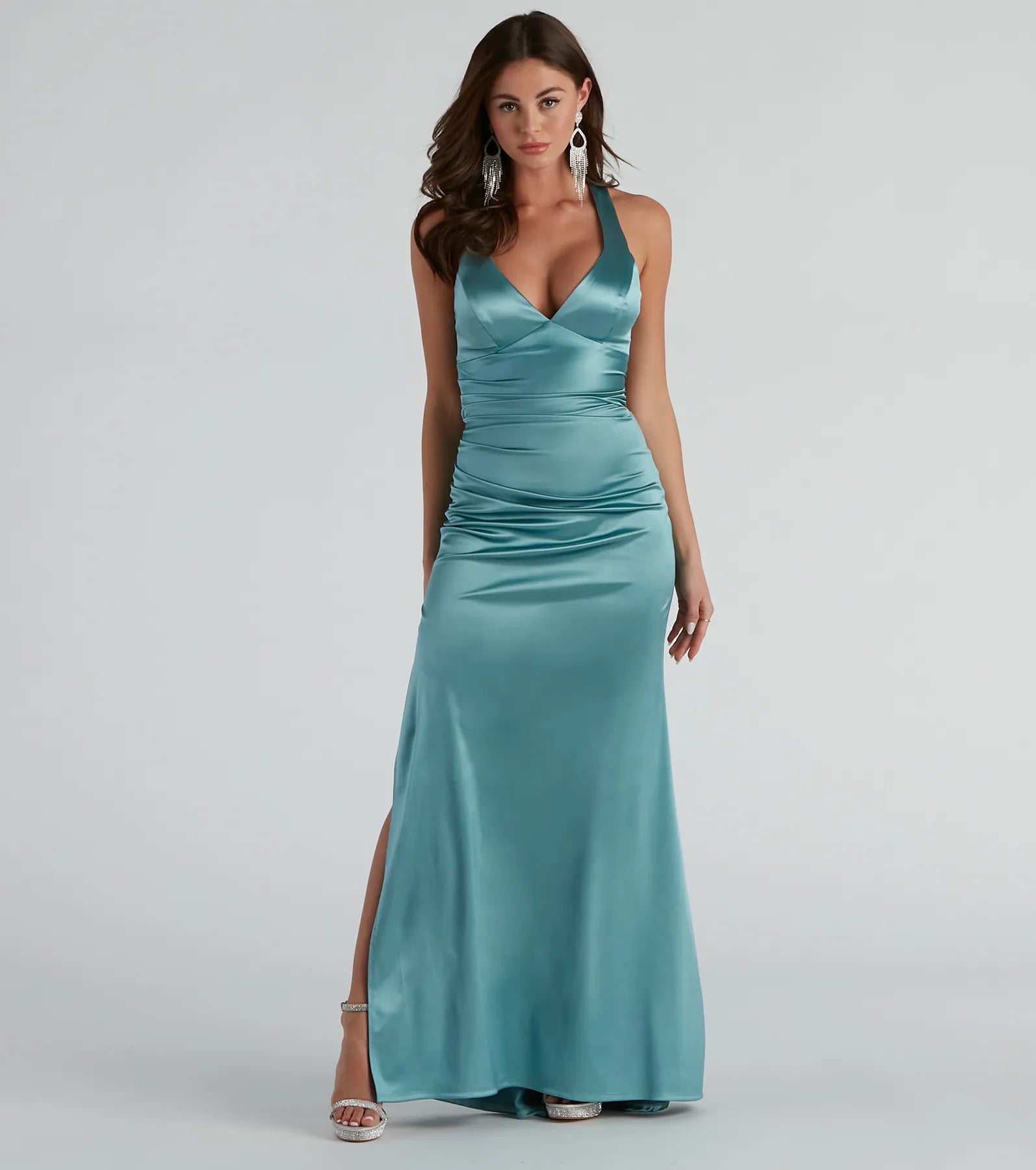 Sam Formal Satin Open Back Dress - Image 12