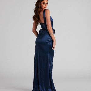 Lo Formal One-Shoulder Satin Corset Dress - Image 2