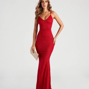 Rachel Formal Glitter Lace-Up Dress - Image 1