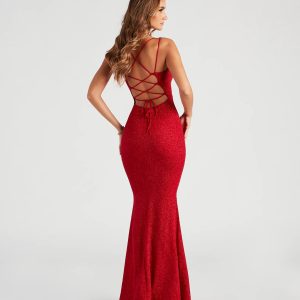 Rachel Formal Glitter Lace-Up Dress - Image 2