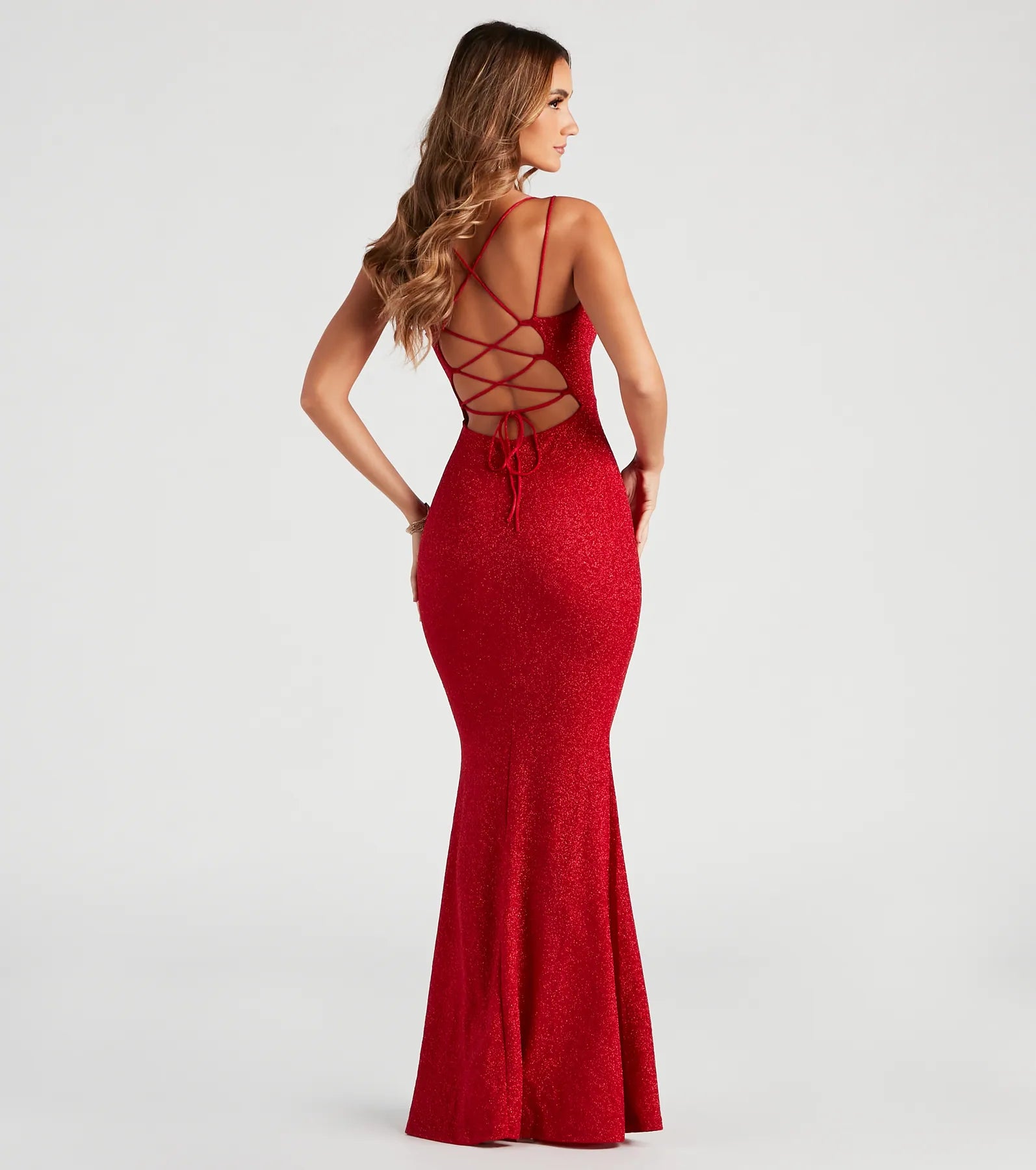 Rachel Formal Glitter Lace-Up Dress - Image 2