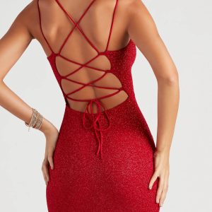 Rachel Formal Glitter Lace-Up Dress - Image 4