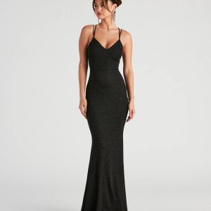 Rachel Formal Glitter Lace-Up Dress - Image 5