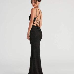 Rachel Formal Glitter Lace-Up Dress - Image 6