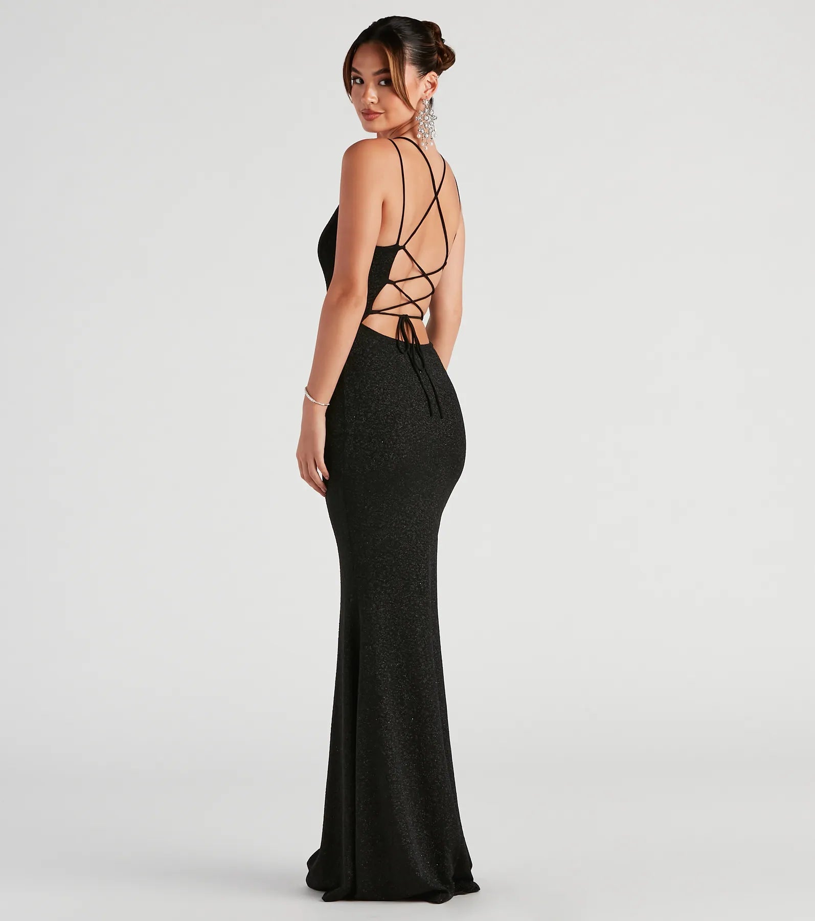 Rachel Formal Glitter Lace-Up Dress - Image 6