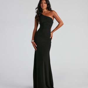 Mara Crepe One Shoulder Gown - Image 2