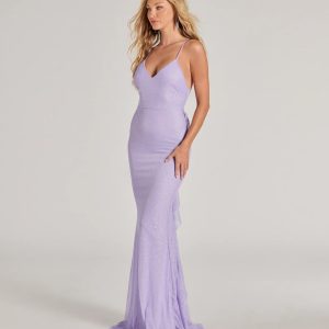 Linda Formal Glitter Ruffled Dress - Image 4