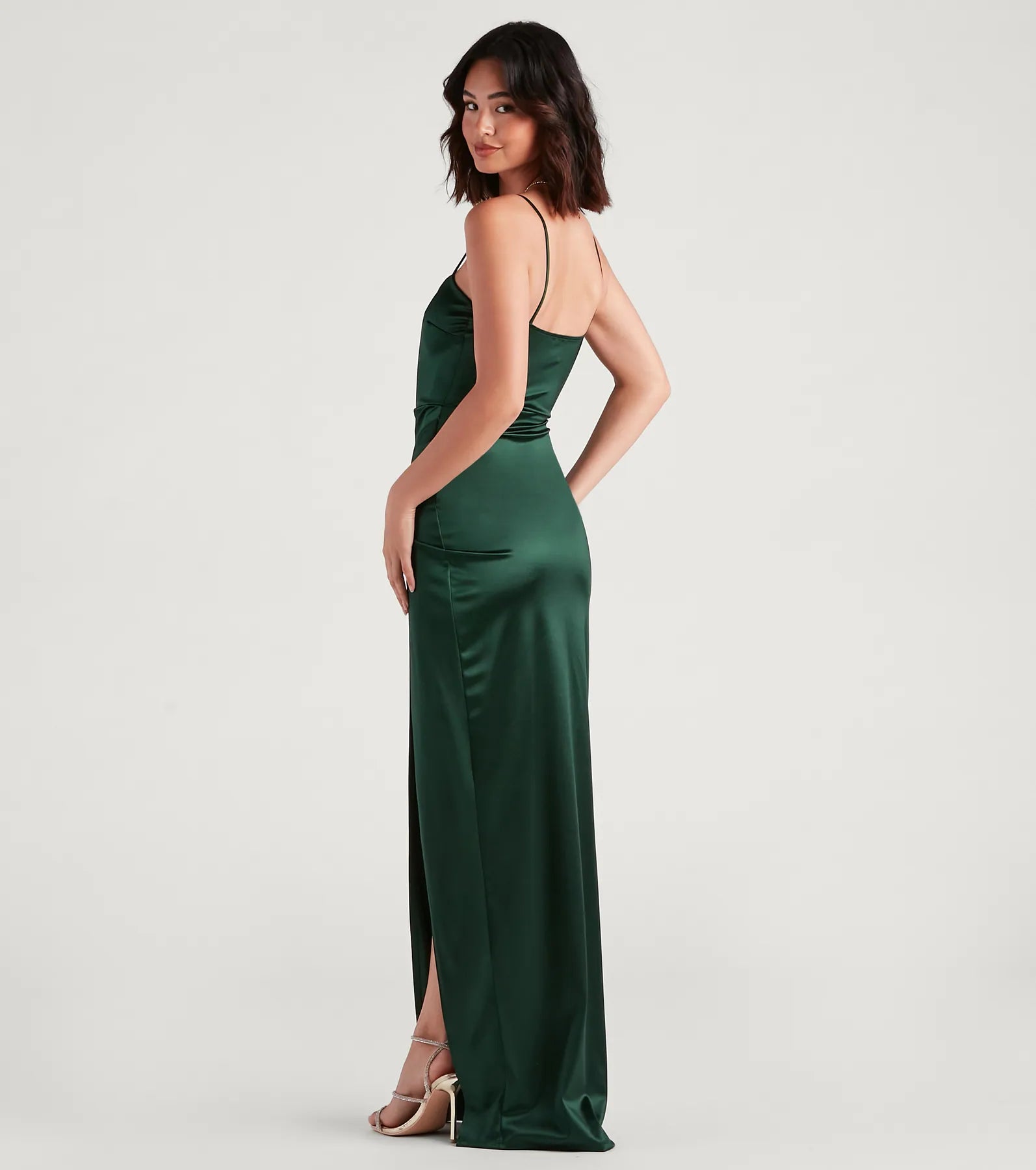 Mayra Formal Satin Slit Long Dress - Image 18