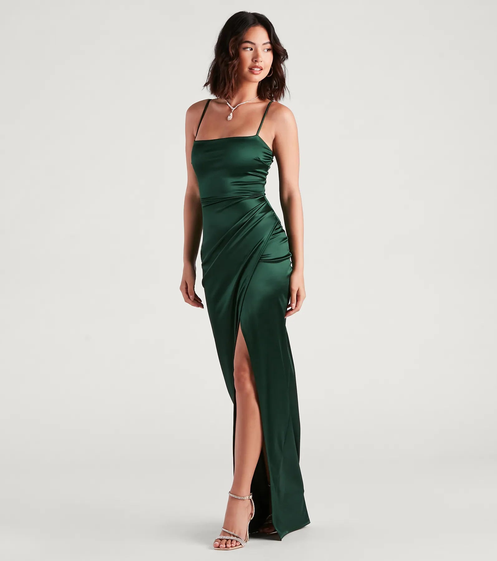 Mayra Formal Satin Slit Long Dress - Image 19