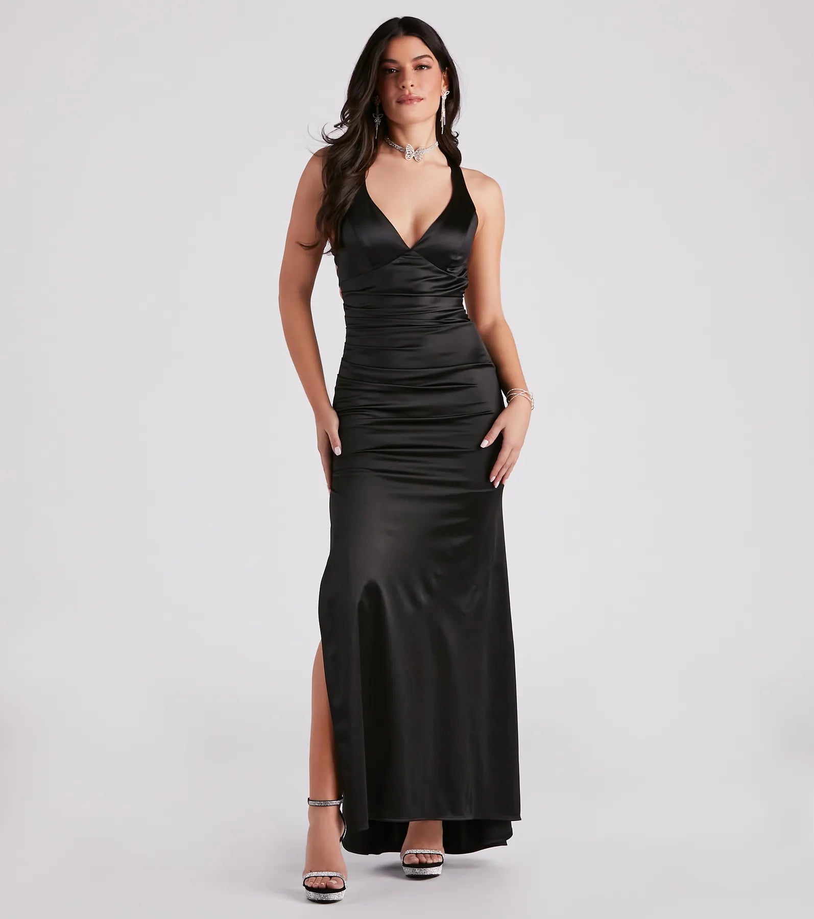 Sam Formal Satin Open Back Dress - Image 13