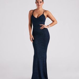 Rachel Formal Glitter Lace-Up Dress - Image 13