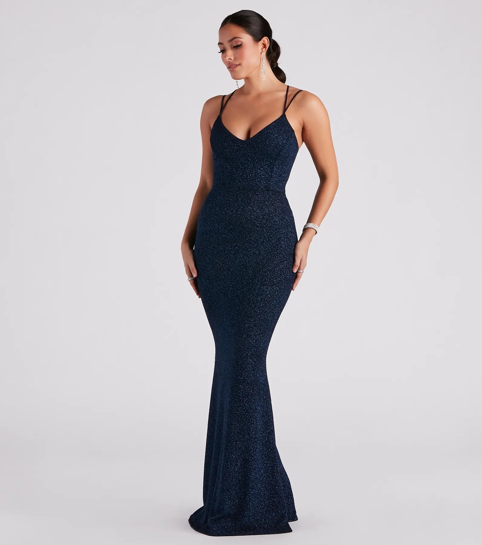 Rachel Formal Glitter Lace-Up Dress - Image 15