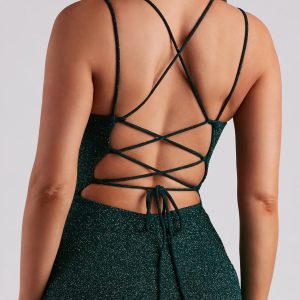 Rachel Formal Glitter Lace-Up Dress - Image 20