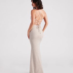 Rachel Formal Glitter Lace-Up Dress - Image 22