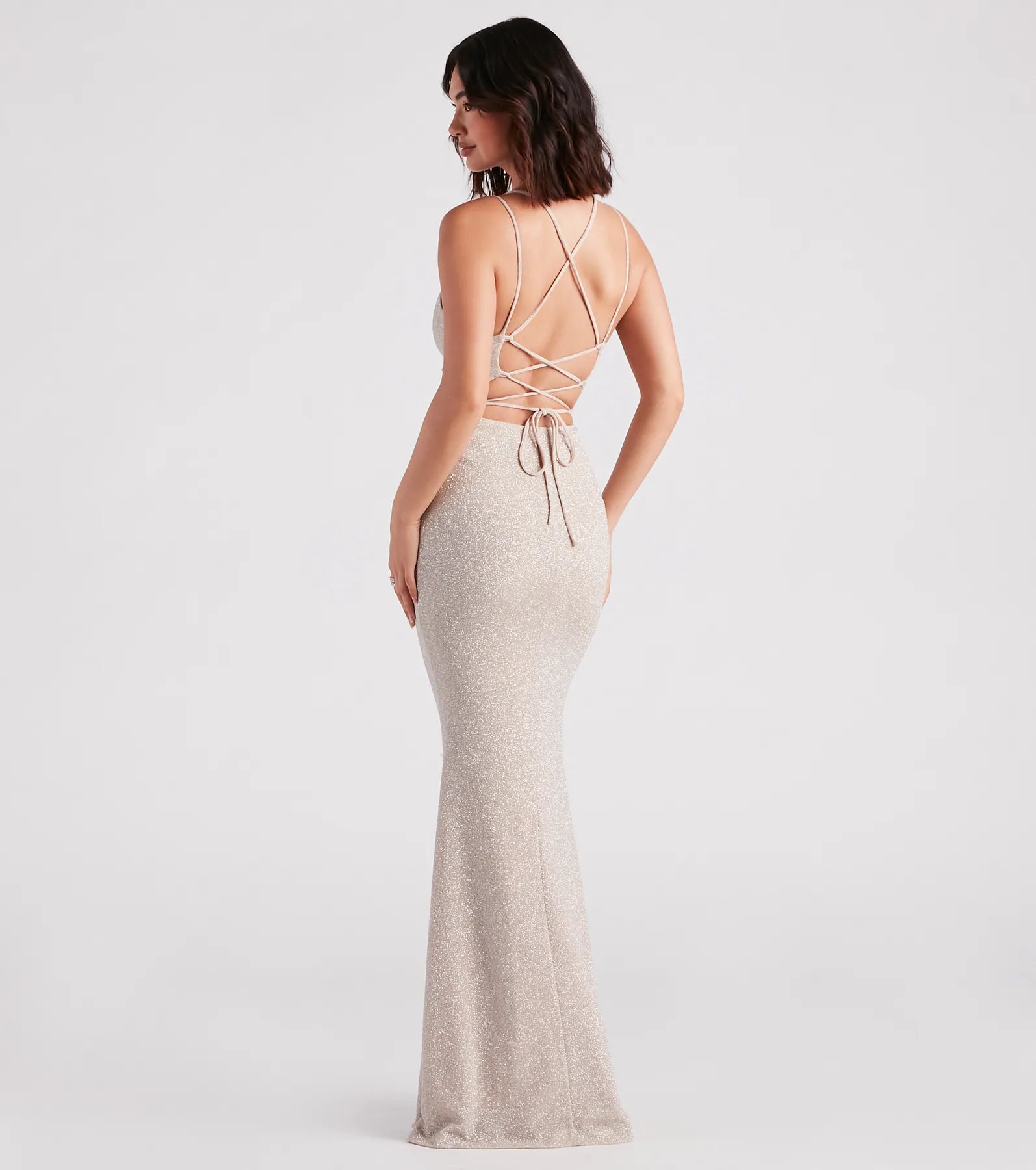 Rachel Formal Glitter Lace-Up Dress - Image 22