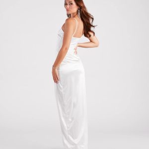 Mayra Formal Satin Slit Long Dress - Image 30