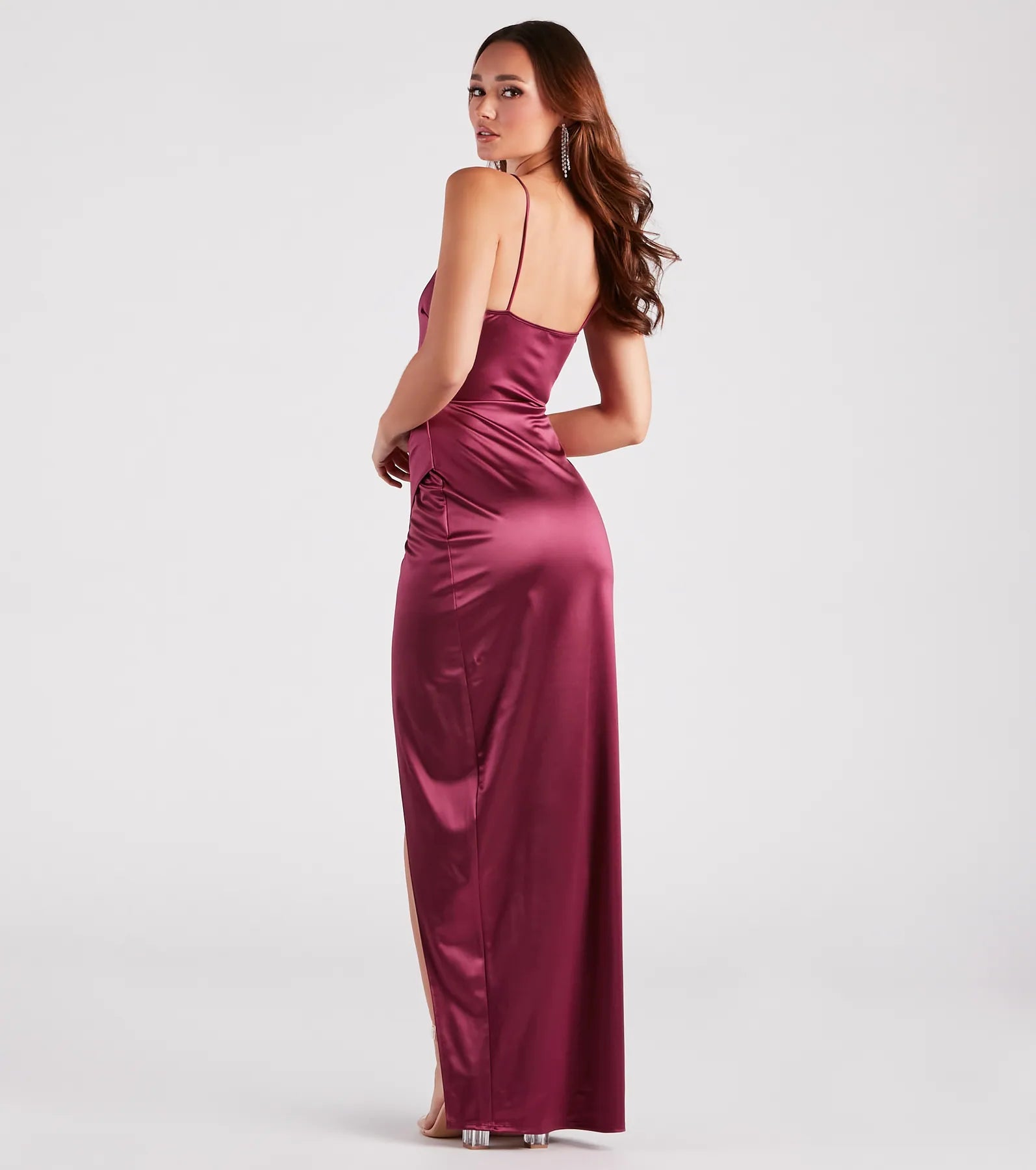 Mayra Formal Satin Slit Long Dress - Image 34