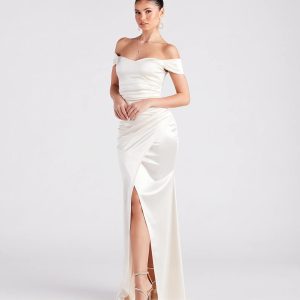 Valencia Formal Off-The-Shoulder Wrap Dress - Image 3